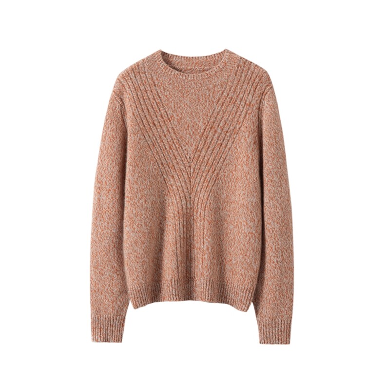 2025年秋季时尚的通勤简约休闲花纱圆领，女装羊绒衫，臻维羊绒