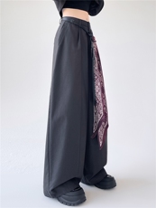 2525秋装新款丝巾腰带高腰时尚宽松显瘦休闲裤，女装休闲裤，深水步