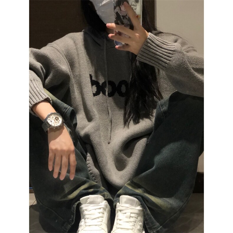 【有货】M245LL-特P55连帽毛衣男女慵懒风针织衫外套,男装针织衫/毛衣,星座1007（原301D）