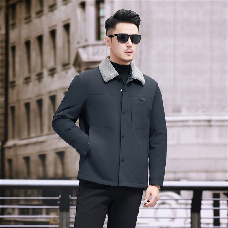 现货新标90绒中青年轻薄羽绒服外套男士羊羔毛领羽绒服夹克,男装夹克,钱塘723