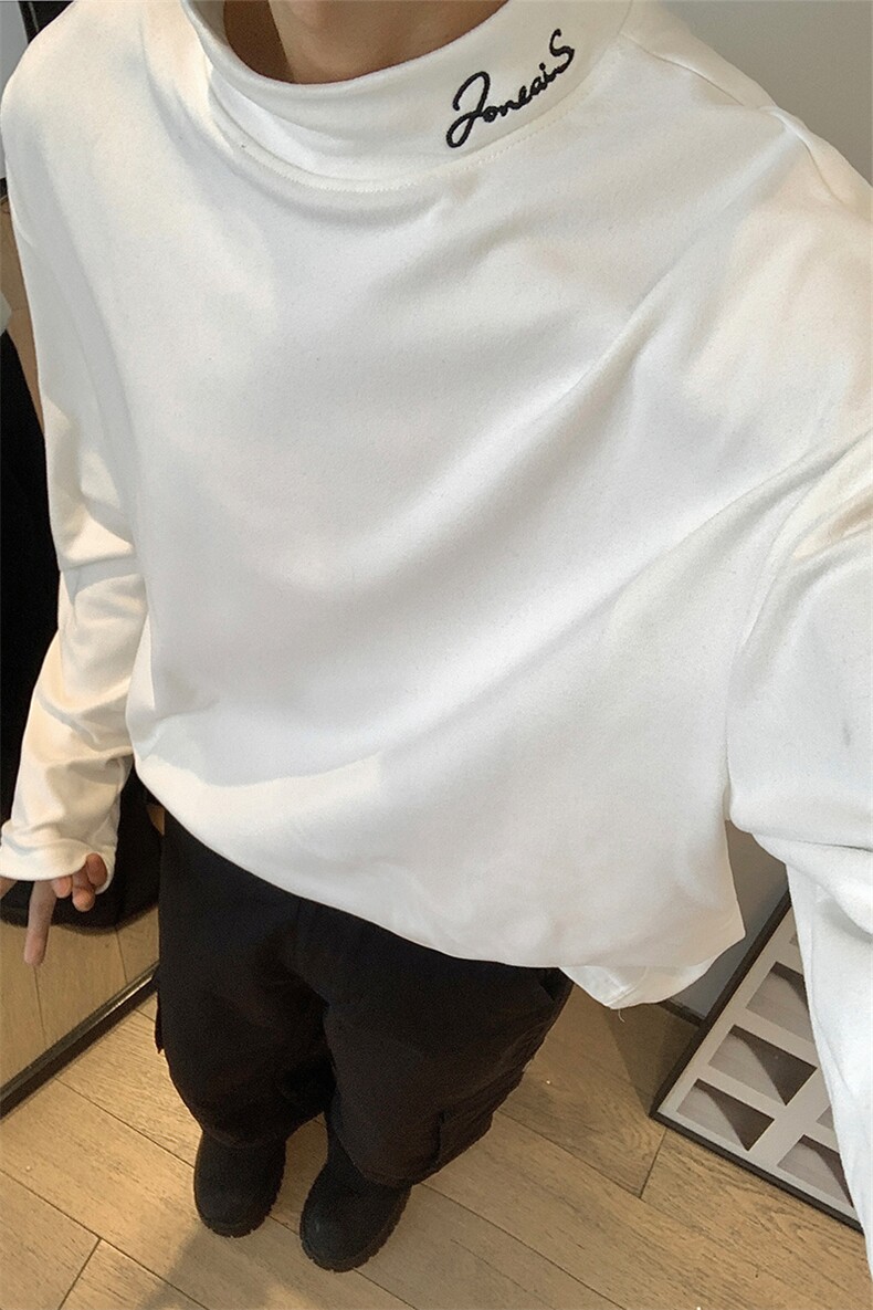冬季德绒打底衫半高领加厚秋季绣花内搭长袖T恤卫衣男女S356-P25,男装T恤,电商A233-1