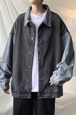 秋季青少年拼接牛仔外套男士街头休闲工装夹克A161-2-JK8861-P55-，男装夹克，电商A161-2