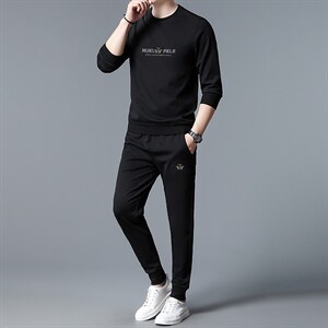 S3032-2钱塘2020-2春秋百搭薄款时尚休闲中青年男士卫衣套装P127图片