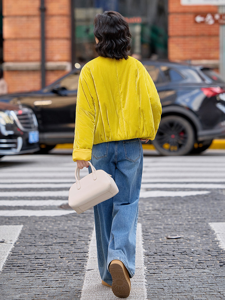 水衣源8815款冬季圆领短款宽松加棉丝绒棉服女纯色时尚外套,女装棉衣/棉服,水衣源