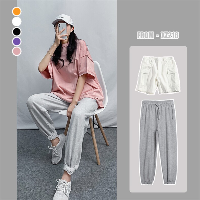 216-T624-P282024夏破洞短袖T恤落肩袖宽松oversize粉，男装T恤，星座716