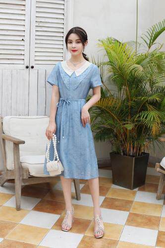 夏季新款天丝刺绣外套连衣裙，女装连衣裙，红利秀雅