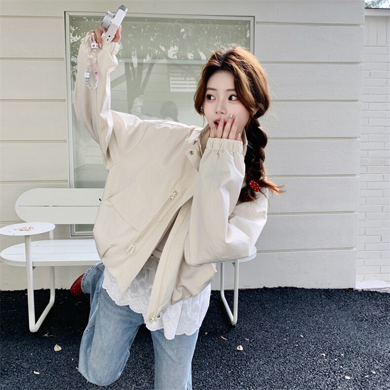 现货米白色春季新款外套女短款休闲宽松上衣2C353--721#P165K268,女装短外套,2C353