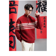 1506/QW090/P64新款开衫毛衣美式复古慵懒风V领针织衫男纯色外套，男装针织衫/毛衣，星座1506