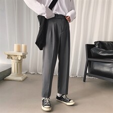 新款潮流休闲直筒西裤宽松阔腿炸街裤子男ins痞帅休闲裤YM209-p35图片
