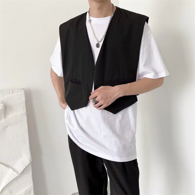 春秋季西装马甲男韩版ins休闲外搭坎肩宽松痞帅背心外套W6594-P32，男装背心/马甲，星座412-2