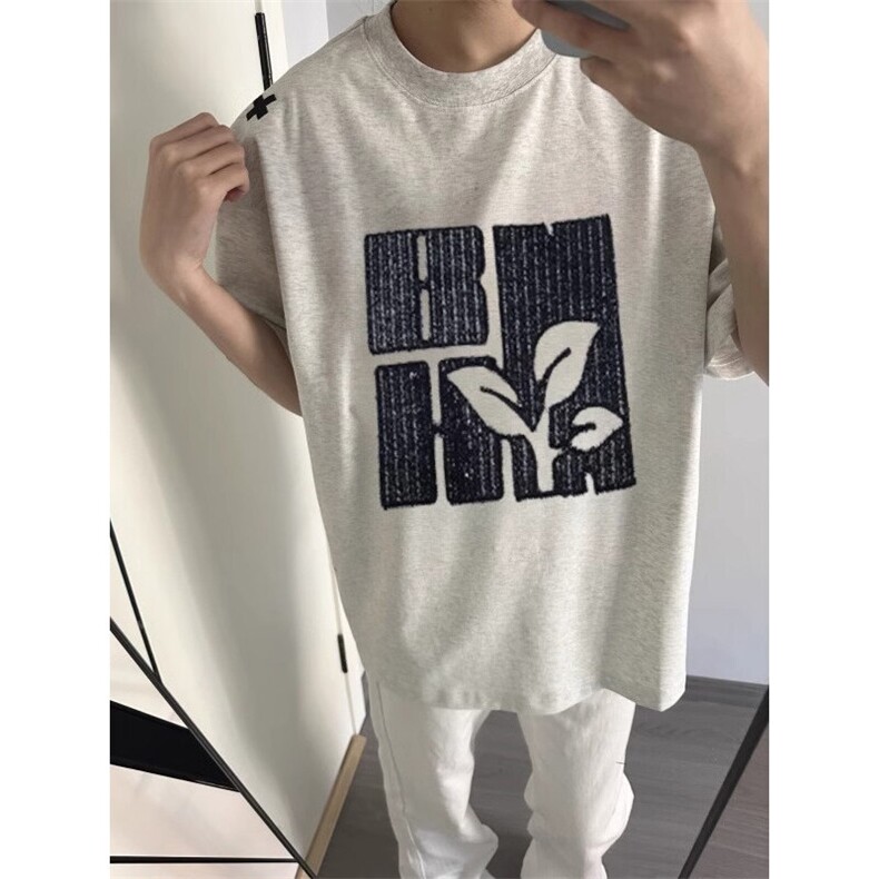 万针全刺绣工艺高品质260克纯棉双纱美式高街宽松短袖T恤特P33,男装T恤,电商A486