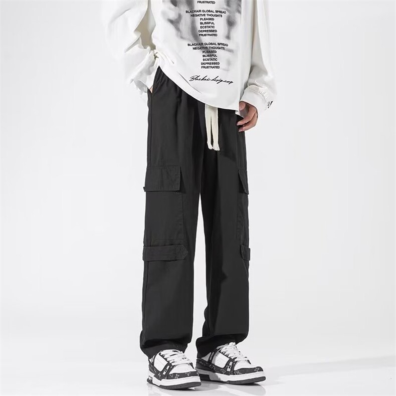 工装裤男韩版潮流大口袋个性帅气2024秋夏季ins宽松长裤K4411-P37,男装休闲裤,星座412-3