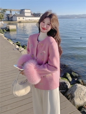 现货新款2183-P390-K569双面羊绒带袖毛狐狸毛可脱，女装双面呢大衣，韩然一族