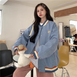 F2479-P55麂皮绒多色可选棒球服24秋冬新款学院风潮外套,棒球衣搭配连衣裙图片