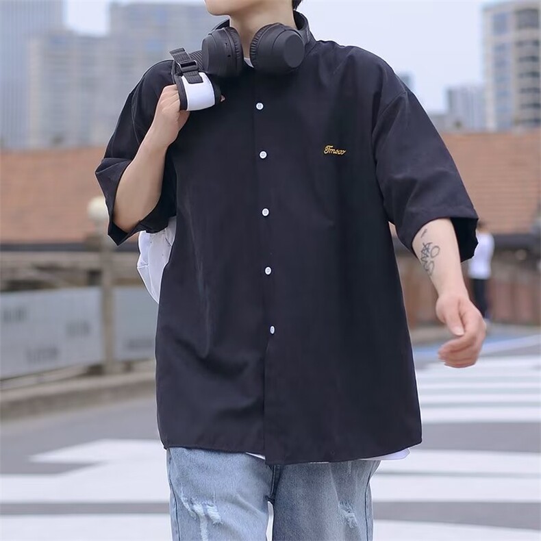 夏季新款衬衫潮流慵懒男方领衬衫C582P32图片