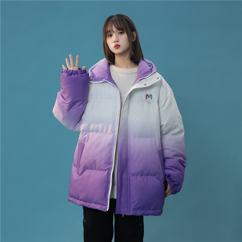 XZ-230-1MY52中性风宽松简约刺绣扎染渐变休闲连帽棉服P128控158,男装棉衣,星座230-1