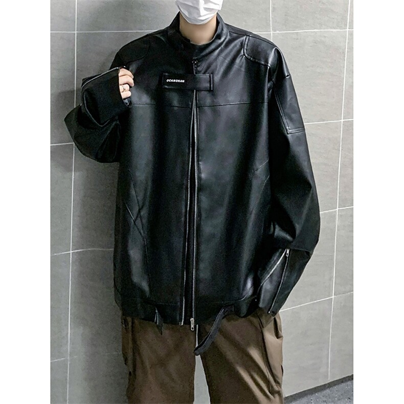 脏洗街头潮牌小众设计感皮衣美式做旧男女款秋季夹克外套JK04-P86，男装夹克，星座308B-2