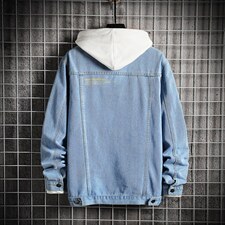 jk601-p55-限价78 网格牛仔夹克肥仔秋款量足印花大码图片