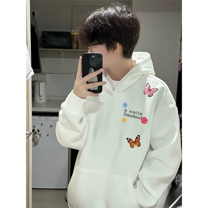 抖音得物高品质印花连帽卫衣秋冬装美式宽松连帽纯色卫衣ADL115,男装卫衣,电商A443