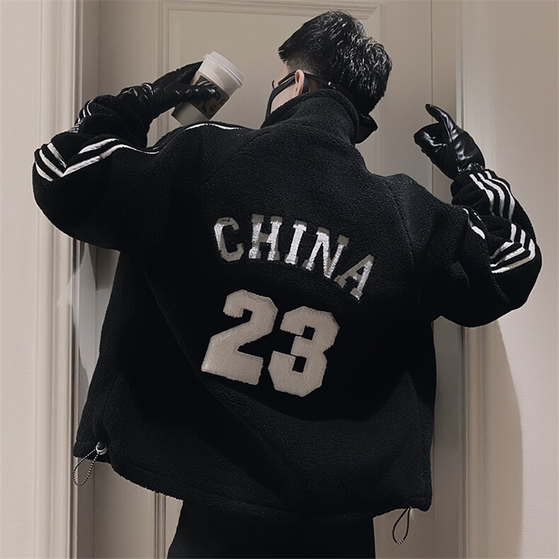 A32/特P138控178冬季防羊羔毛刺绣数字23棉衣外套男黑首1,男装棉衣,星座305B