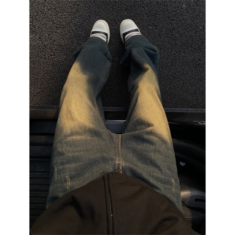 2024/cleanfit水洗黄泥色直筒高街牛仔裤1005-3-SGG26-P60控88，男装牛仔裤，星座1005-3