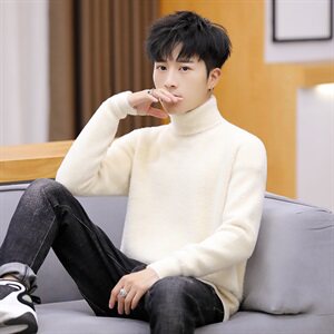 Y8168冬季仿貂毛毛衣男士貂绒新款韩版潮流打底针织衫图片