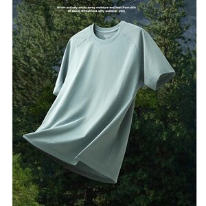 网图 腋下打孔 冰皮速干短袖男款夏季凉感t恤透气冰丝 特P14，男装T恤，电商C306-1