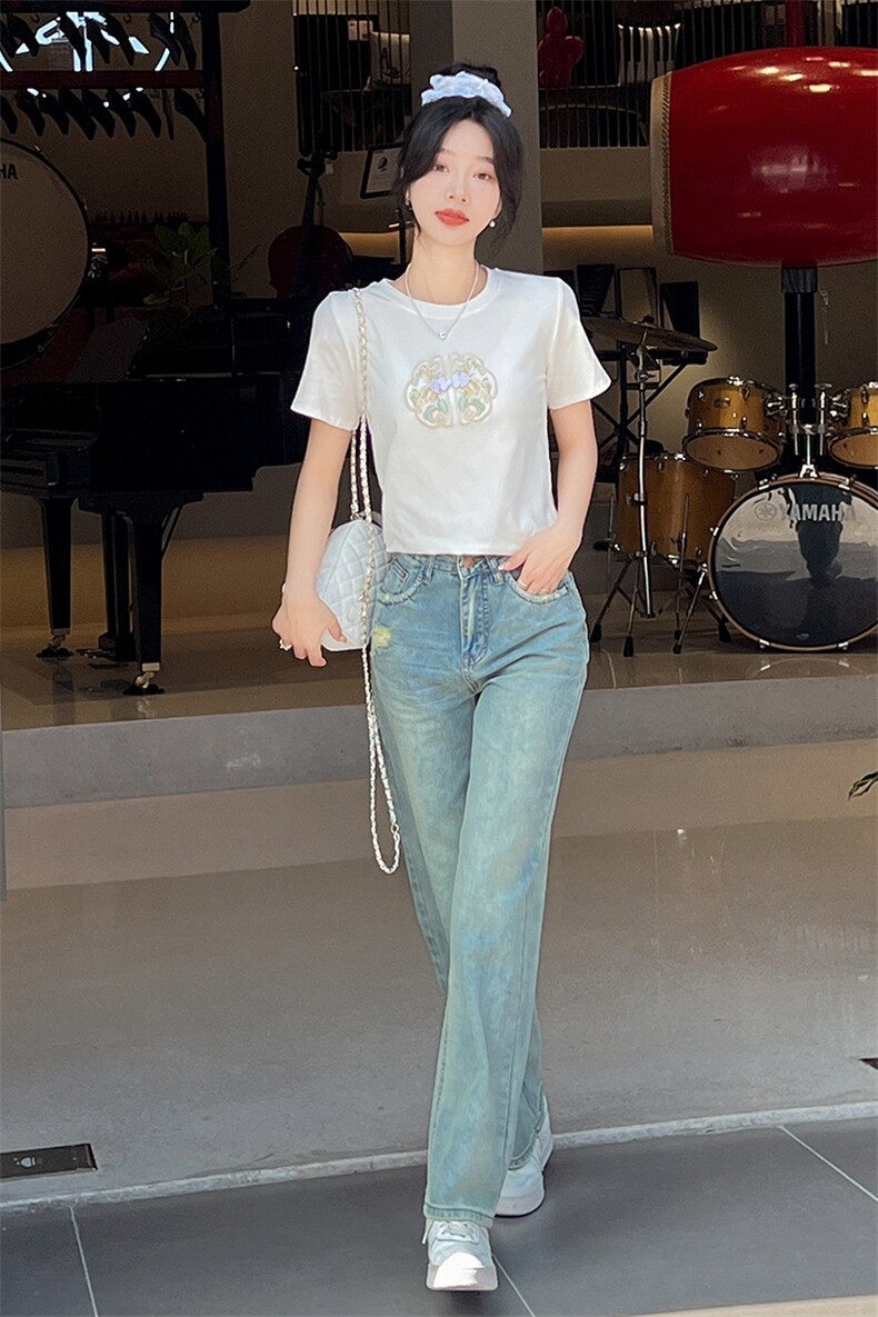新款民族风刺绣牛仔套装女两件套显瘦时尚潮流,女装套装/套裙,凯芙莉服饰