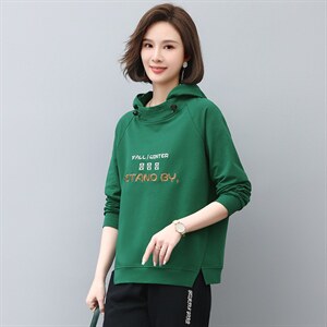 2022年秋季新款刺绣卫衣女连帽衫韩版休闲百搭长袖上衣服女棉图片