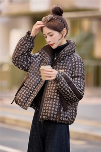 时尚设计感印花短款羽绒服女2025冬季新款白鸭绒加厚保暖防寒图片