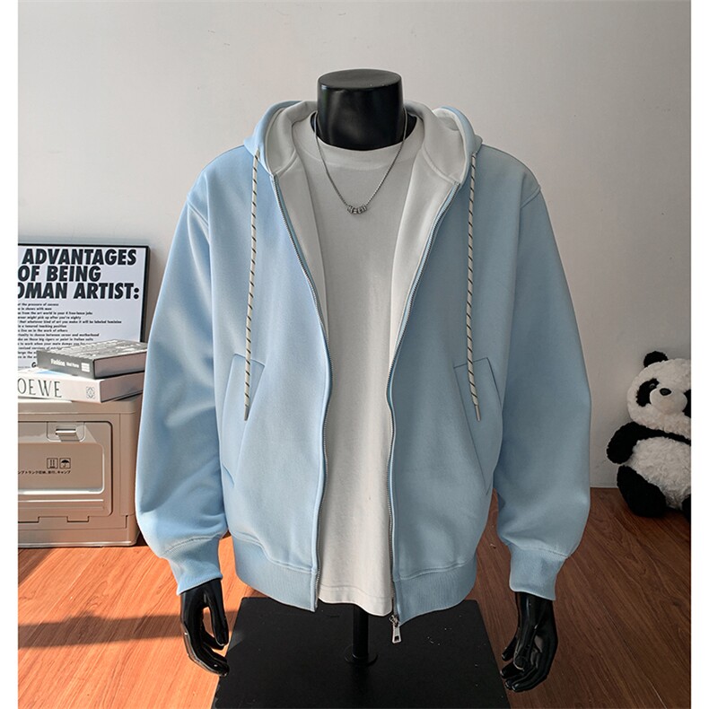 重磅boxy短款全棉450克潮拉链连帽卫衣套头外套男RH5601-P53，女装短外套，星座610B-1