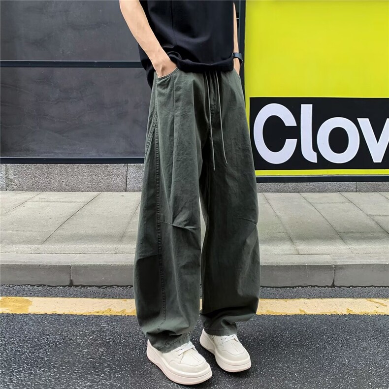 美式潮牌褶皱弯刀工装裤男复古街头宽松阔腿裤WLJ355-P50加绒55,男装工装外套,星座1008