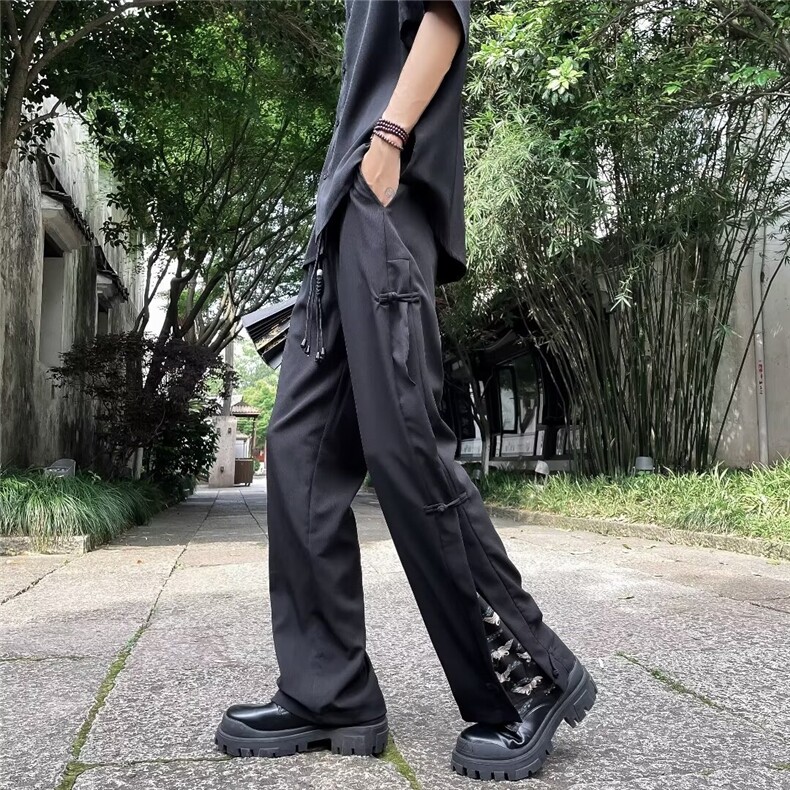 休闲裤男士韩版潮流痞子帅百搭拼接个性2024夏季ins长裤K5417-P41图片
