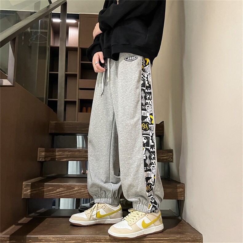 特P35控68休闲长裤子男港风秋季大码宽松束脚拉链复古卫裤-K213,女装休闲裤,电商B370