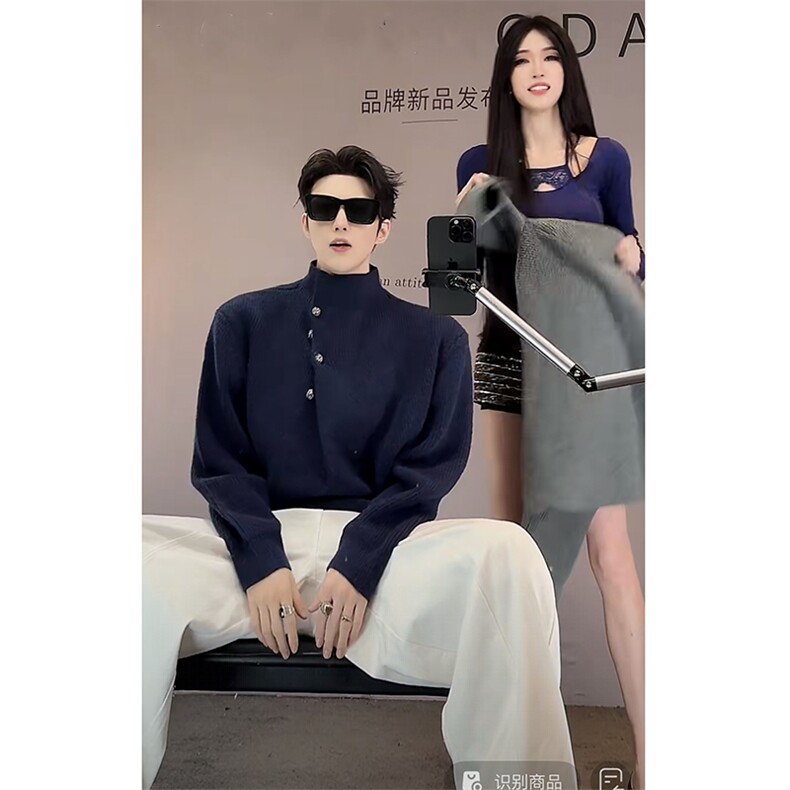 抖音原版800克高密度品质高领纽扣针织毛衣男潮MY009-P85(网图）,男装针织衫/毛衣,电商B267