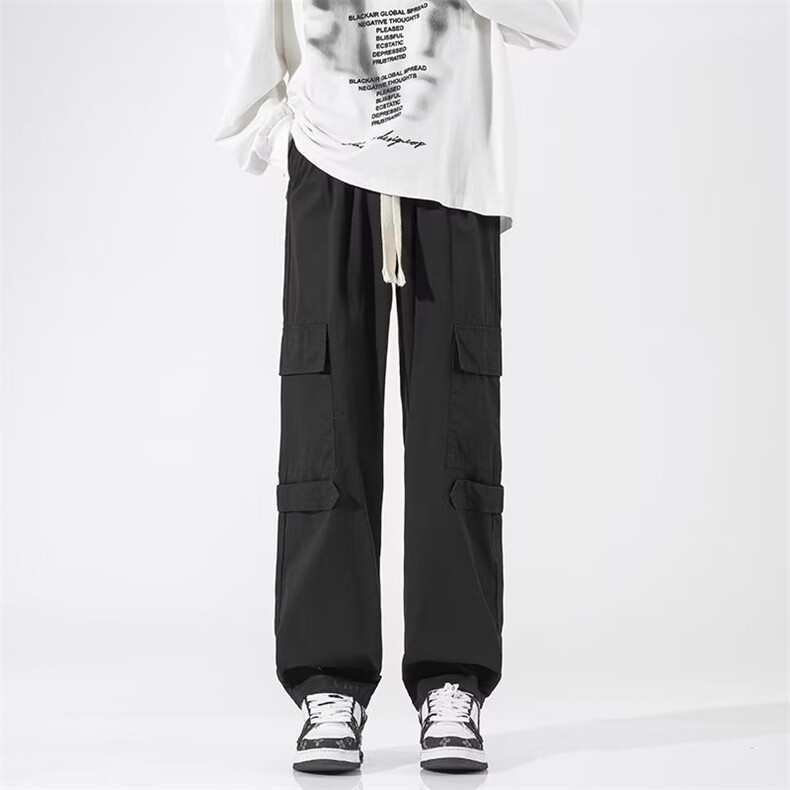 工装裤男韩版潮流大口袋个性帅气2024秋夏季ins宽松长裤K4411-P37,男装休闲裤,星座412-3