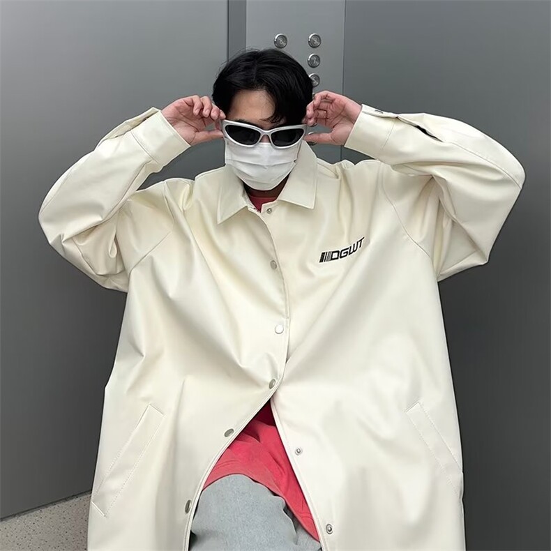 拉链夹克男慵懒日系潮流纯色标准长袖潮外穿皮外套J219P65,男装夹克,星座1116-2