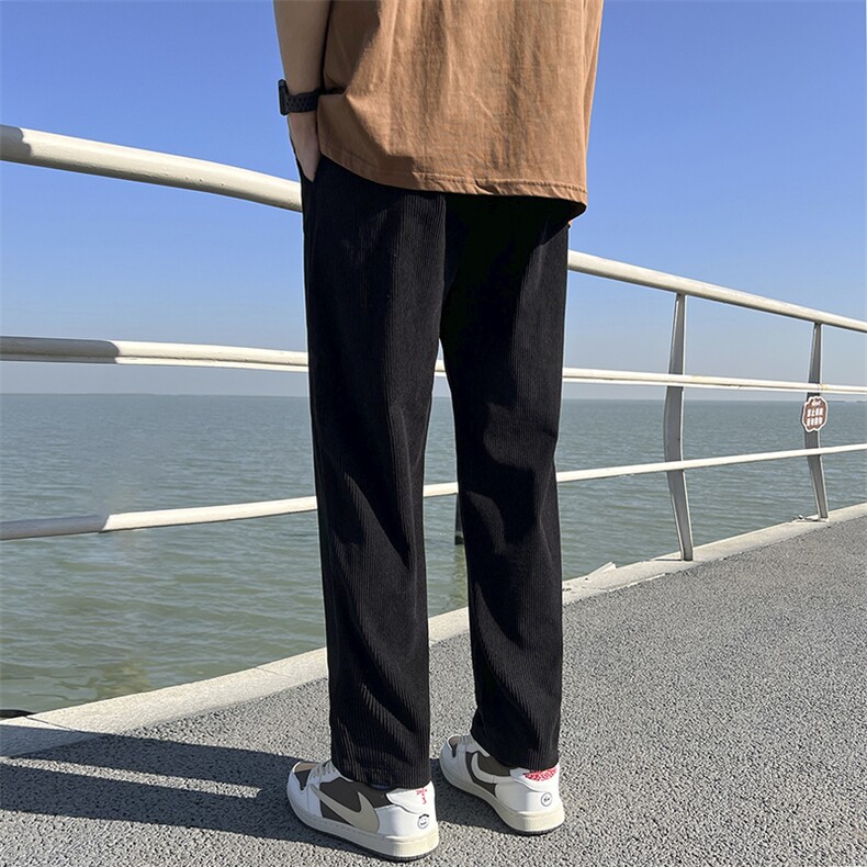 灯芯绒百搭休闲潮流宽松直筒运动裤KN69P40,女装休闲裤,电商D325