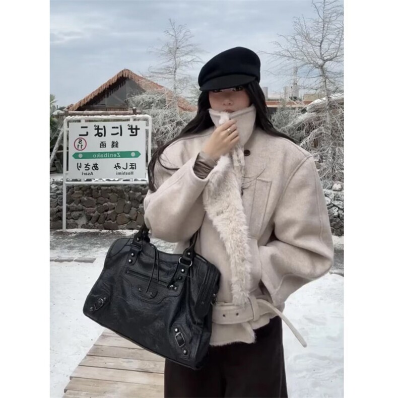 2025秋冬复古做旧座山雕加厚棉服男女宽松解构磨毛高级感毛领外套,男装棉衣,星座506A