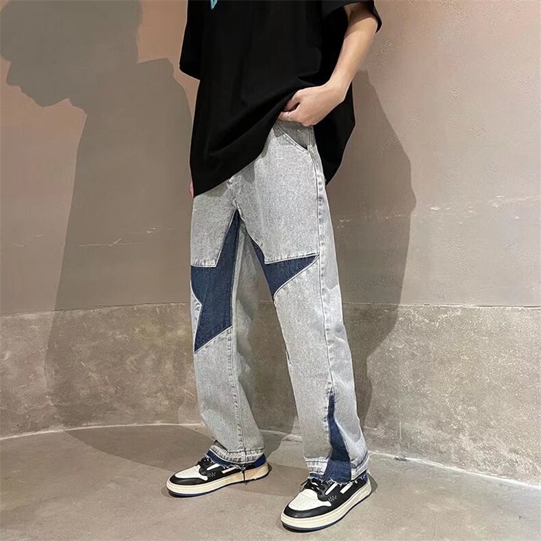 夏季美式街头牛仔裤男ins潮牌设计感小众vibe风炸街裤子N0857-P50,男装牛仔裤,星座308B-1