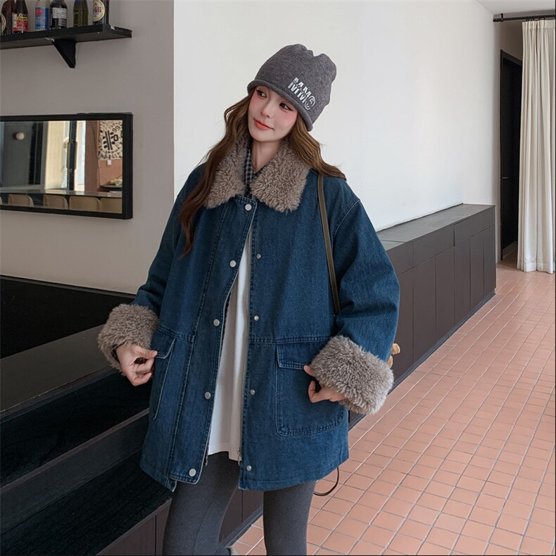 【】牛仔派克拼毛毛羽绒服1219-P315-K478,女装羽绒服,2C305