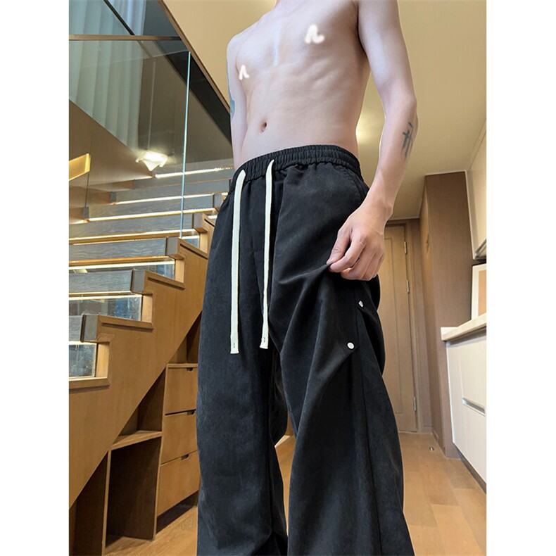 秋季桃皮绒休闲裤Q2485-TP2539设计感宽松雪花绒直筒长裤男,男装休闲裤,电商A102