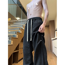 秋季桃皮绒休闲裤Q2485-TP2539设计感宽松雪花绒直筒长裤男，男装休闲裤，电商A102