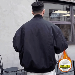 现货冬季美拉德立领飞行夹克廓形高街棒球服加棉加厚棉衣外套图片