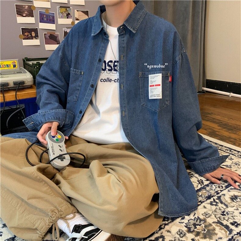衬衫ins长袖百搭男牛仔衬衣港风夏季韩版潮流薄款外套W1070-P42,男装衬衫,星座512-2