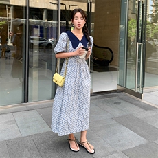 【新款有现货】碎花连衣裙长款82366-P105-K145，女装连衣裙，一九零