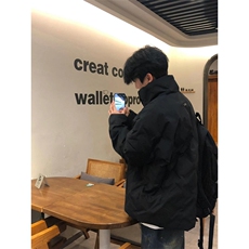 美式cleanfit潮牌立领棉服男冬季款保暖宽松休闲压皱棉衣WL17-P88，男装棉衣，星座1008