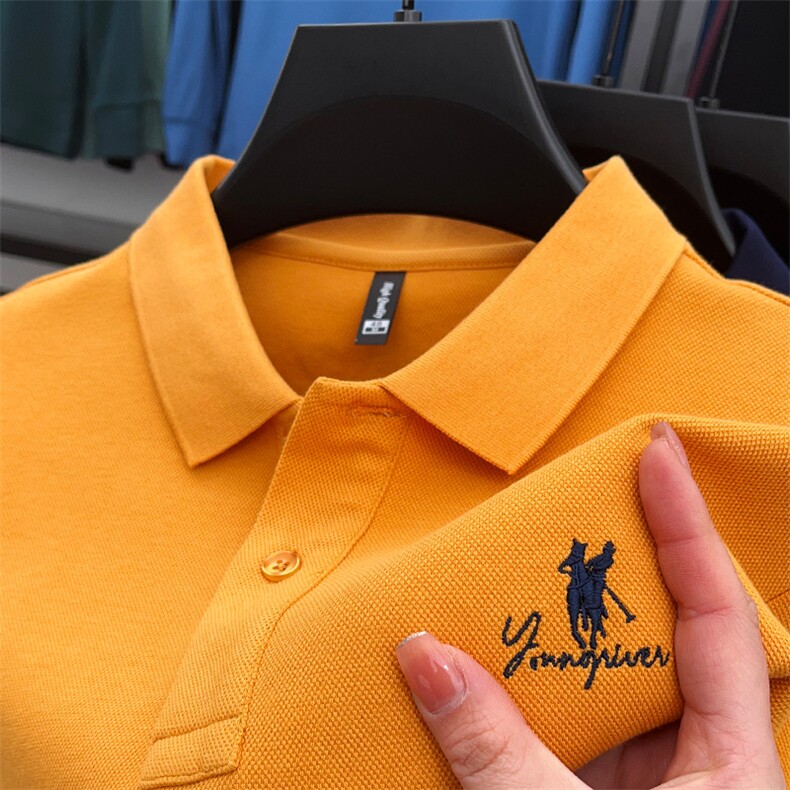 男士长袖t恤2023新款翻领t恤高端保罗刺绣polo衫男纯棉春秋装上衣，男装Polo衫，电商B212（原钱塘6029）