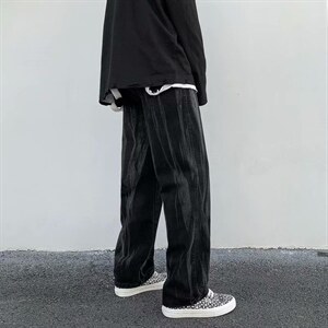 网红牛仔裤男潮牌宽松坠感阔腿高街长裤子痞帅拖地裤潮流k059-p40，男装牛仔裤，星座1008-1