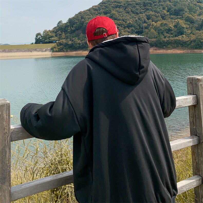 冬季新款羊羔毛连帽棉服外套潮流加绒加厚开衫棉衣,男装棉衣,星座410-6（原星座1304-1）